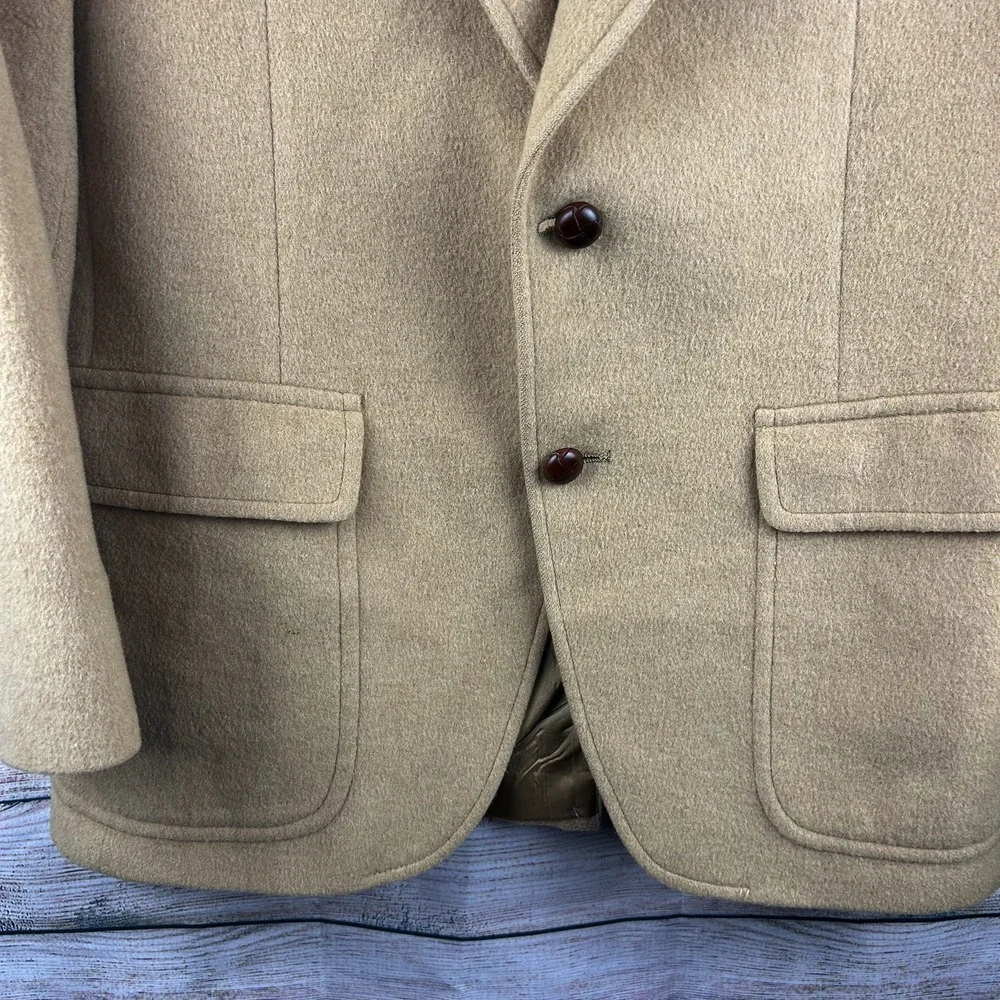 Men's‎ Tan 100% Camel Hair Blazer Jacket – Classic Two-Button Style